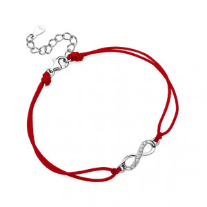 Bratara cu snur rosu model infinit cu pietre DiAmanti Z1107B_R-DIA (Argint 925‰ 1,5 g.)